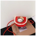 Mini borsa a tracolla rossa per bambine con pizzo e simpatico gatto decorativo - Rosso