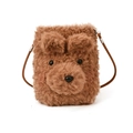 Borsa a tracolla orsetto di peluche marrone per bambini con pelliccia morbida e cinturino - Grande / Taglia grande marrone