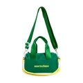 Grüne Kinder-Zylindertasche aus Nylon mit gelber Aufschrift und verstellbarem Schultergurt - Grün