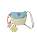 Kids nylon crossbody bag in blue and beige with pink trim and mini tennis ball pouch - Beige