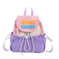 Mochila escolar bicolor rosa y morada para niños con cierre de cordón ajustable - Morado