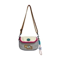 Mini bolso bandolera infantil con malla gris, ribete rosa y colgante de estrella - Rosa Rojo