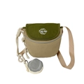 Kids olive green and khaki flap crossbody bag with a round grey coin purse pendant - Khaki