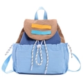 Mochila infantil de bloques de color con cordón en azul, marino y marrón escolar - Azul