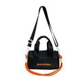 Kids black nylon cylinder bucket bag with orange logo and sporty shoulder strap - Black