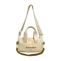 Off-white kids cylinder bucket bag with brown letter print and adjustable shoulder strap - White