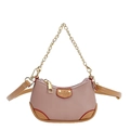 Pink dumpling shaped mini handbag with stylish chain strap and textured leather finish - Pink