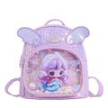 Mochila morada para niñas con lentejuelas, sirena y alas brillantes infantiles - Morado