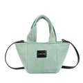 Bolso tipo cubo de pana verde para niños con gran capacidad y doble asa elegante - Verde