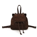 Sac à dos chaton marron foncé mat pour tout-petits avec oreilles et rabat à cordon - Marron