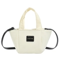Bolso saco de pana beige para niños con correas negras y parche de logotipo - Blanco Roto
