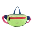 Kids colorful nylon waist bag with neon green, pink and blue patchwork design - Green