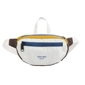 Kids sports fanny pack in cream with yellow and blue color-block patchwork design - White