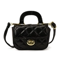 Classic black quilted mini handbag for girls with gold hardware and top handle - Black