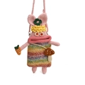 Handgefertigte Häkel-Umhängetasche für Kinder mit Hasen-Motiv und Regenbogen-Kleidung - Rosa