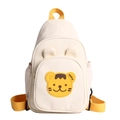 Bolso de pecho de lona para niños con lindo tigre de dibujos animados en beige y amarillo - Amarillo Grande