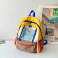 Mochila escolar infantil de nailon con diseño de bloques de colores amarillo, azul y blanco - Pequeño / Amarillo