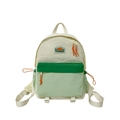 Mochila escolar en beige y verde de contraste con correas laterales ajustables - Verde