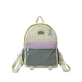 Mochila escolar de nailon tricolor para niños en beige, morado y gris oscuro - Gris