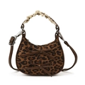 Borsa a mano bimbi con stampa leopardata, fiocchi marroni e pizzo bianco - Leopardo Caffè