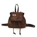 Sac à dos enfant chien en daim marron foncé avec bretelles réglables et visage cartoon - Marron