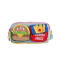 Cute kids crossbody bag with 3D hamburger and french fries pockets in blue and pink - Colorful