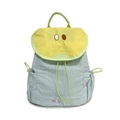 Zaino per bambini azzurro e giallo con ricamo Hello e chiusura a coulisse regolabile - Blu