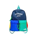Mochila infantil de lona con diseño color-block y bolsillos en verde y azul - Azul Marino