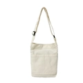 Minimalist ivory canvas shoulder bag with adjustable strap and front pockets for daily commute - Off White