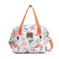 Sac à bandoulière mignon à motif dinosaure avec sangles orange et étiquette en cuir - Orange