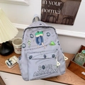 Grauer Kindergarten-Rucksack mit Cartoon-Frosch-Print und geräumigen Fächern - Grau