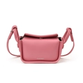 Minimalist pink purple PU leather kids crossbody bag with silver Tochaso logo detail - Rose Red