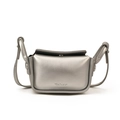 Mini silver metallic crossbody bag for children with brand logo and sleek flap design - Silver