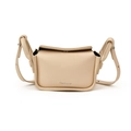 Minimalist cream white mini crossbody bag for kids with magnetic flap and knotted strap - Beige