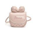 Bolso de hombro rosa para niña con lazo grande y ribete de encaje blanco estilo princesa - Rosa
