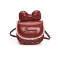 Mini bolso bandolera rojo para niñas con lazo de encaje y detalles de corazones - Rojo