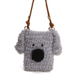 Simpatica borsa a tracolla in peluche grigio a forma di cucciolo con cinturino marrone - Grigio Blu