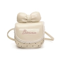 Bolso bandolera crema con lazo, encaje y lunares negros para niñas pequeñas - Blanco