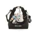 Mini sac à main enfant en cuir verni noir avec breloques mignonnes et imprimé lettres - Noir Avec Pendentif