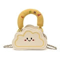 Süße weiße Mädchenhandtasche in Wolkenform mit Smiley-Stickerei und Kettenriemen - Weiß