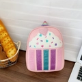 Sac à dos cupcake rose mignon pour tout-petits avec crème pelucheuse et décor arc-en-ciel - Lignes Roses