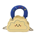 Süße Wolken-Kindertasche in Cremegelb mit blauem Griff und Metallkette für kleine Mädchen - Gelb