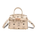 Beige mini-handtas met cartoonbeer-print, schouderriem en klassieke draaisluiting - Beige