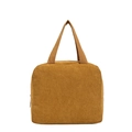 Bolso de mano de pana marrón para mujer con gran capacidad y cierre de cremallera para diario - Marrón