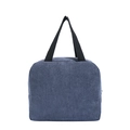 Bolso de pana de gran capacidad en azul gris oscuro con asas negras para mujer - Azul