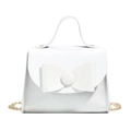 Witte glitter handtas voor meisjes met strik en goudkleurige ketting schouderband - Off-wit