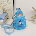 Blue kids chest bag with cartoon shark print and adjustable shoulder strap - Muscle Shark Style / Blue
