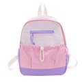 Mochila escolar de gran capacidad para niñas con diseño de contraste rosa y morado - Rosa
