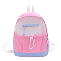 Mochila escolar en rosa y azul con bloques de color en nailon resistente al agua - rosa intenso