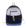 Mochila escolar grande para niños en diseño de bloques de color azul real, negro y blanco - Negro